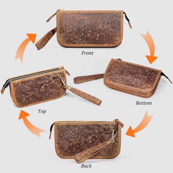 Chic Leather Wristlet Bag for Women - Fits Smartphones & Keeps Essentials Secure - Picture 5 of 7